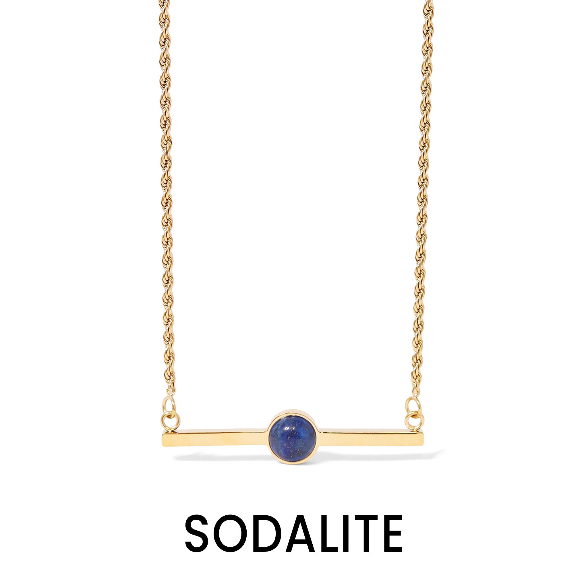 18K Gold PVD Stainless Steel Semi Precious Natural Stone Bar Necklace / CHN9965、mySite、dreamappss