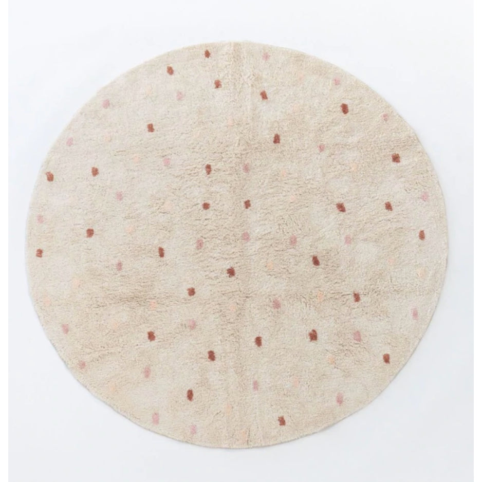 Cotton Berber Going Dotty Pink Round Washable Area Rug、mySite、gigharbornorthrealestate