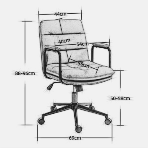 Office Chair,Mid Back Home Office Desk Task Chair with Wheels and Arms Ergonomic PU Leather Computer Rolling Swivel Chair with Padded Armrest,The back of the chair can recline 40° (Brown)、、casual
