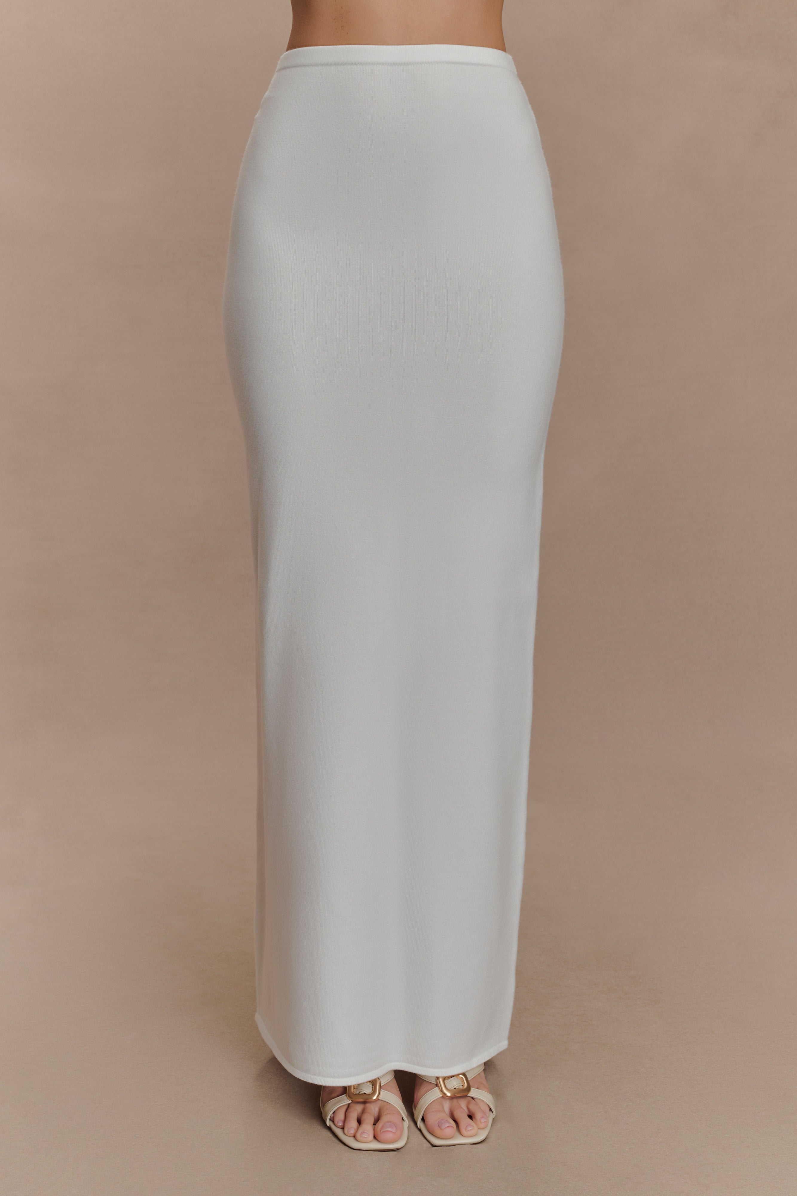 Alejandra Knit Maxi Skirt - White、mySite、solidvoid