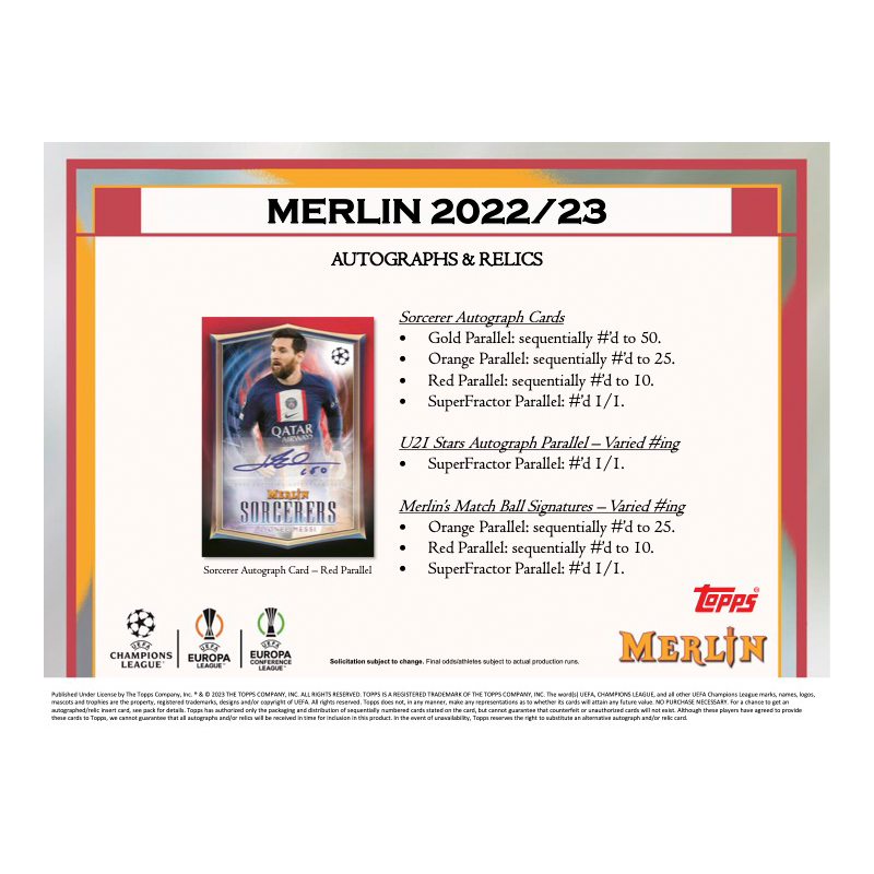 2022/23 Topps UEFA Club Competitions Merlin Chrome Soccer Hobby Box、mySite、waistdrama