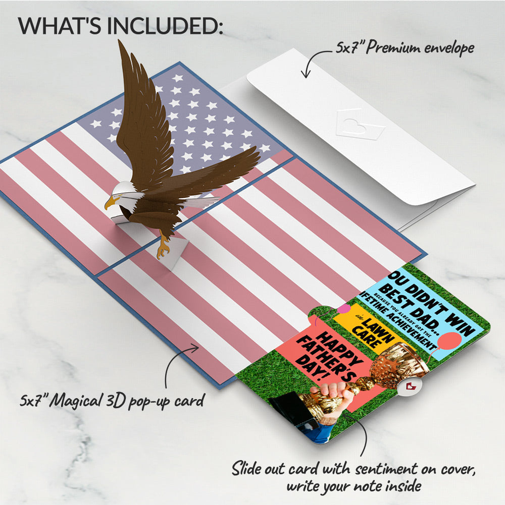 Patriotic Eagle Father's Day Pop-Up Card and Trophy Lawn Care Sentiment Set、mySite、solidvoid