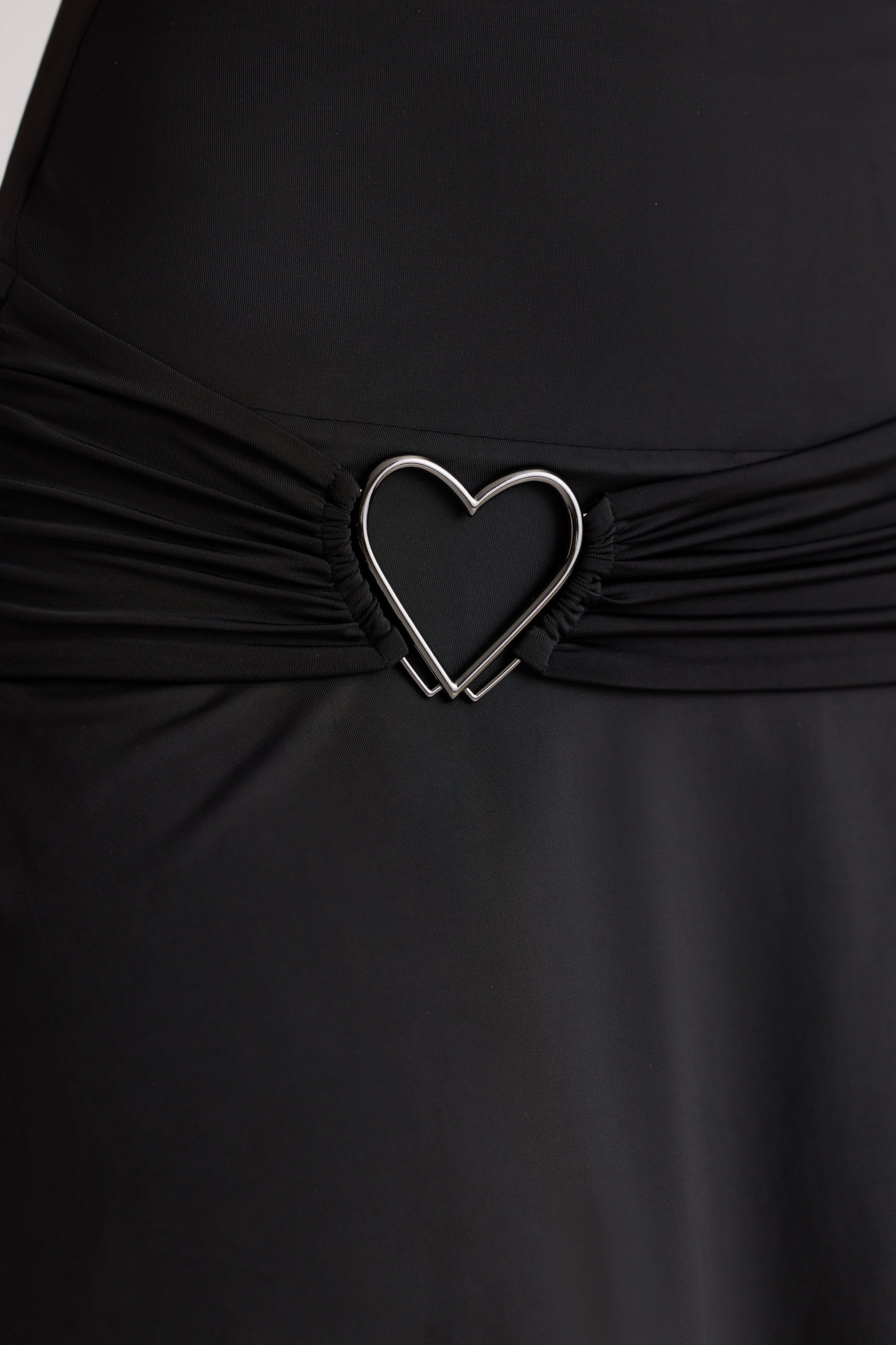Heart Detail Cowl Neck Mini Dress in Black、mySite、solidvoid