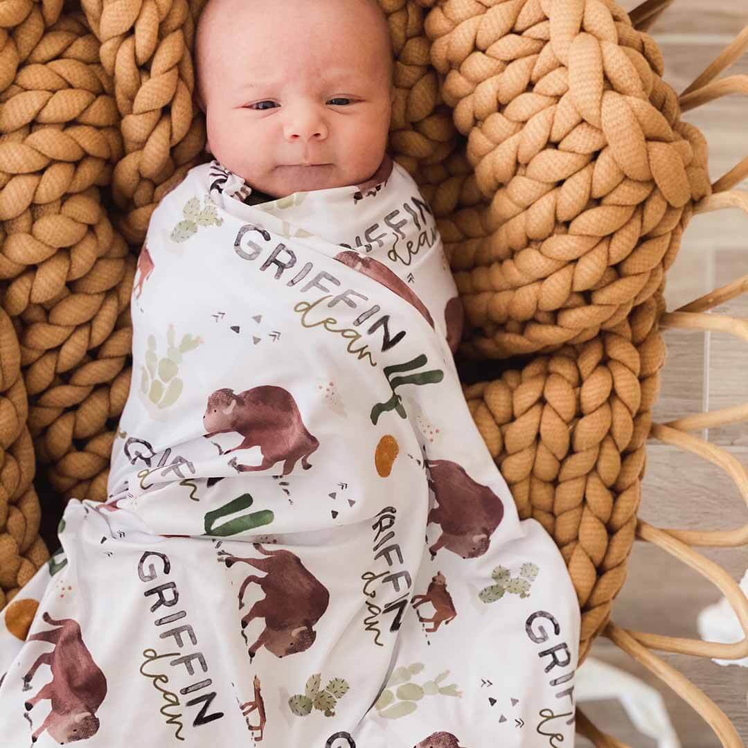  Blake's Bison Personalized Baby Name Swaddle Blanket、mySite、layawaytickets