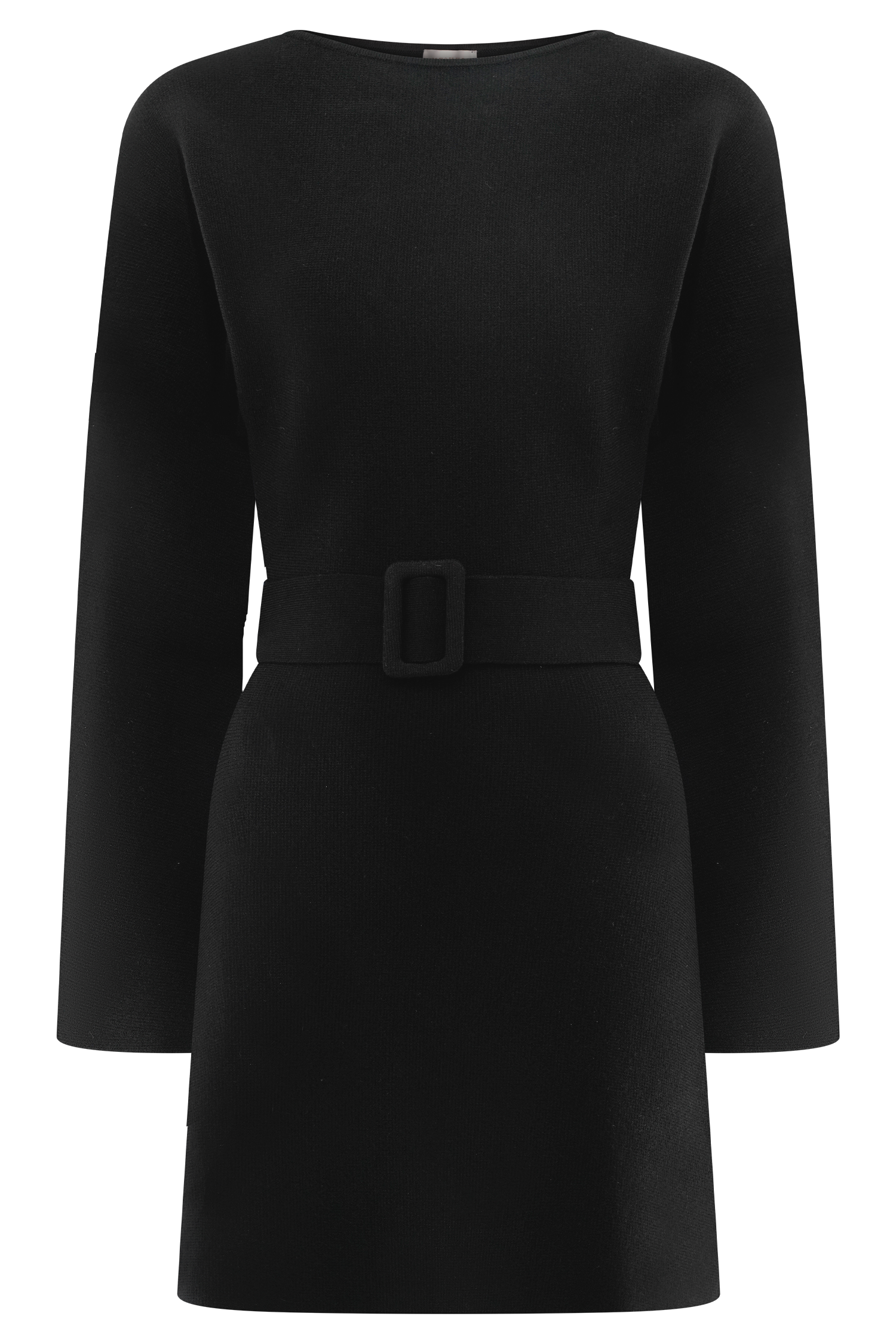 Kassie Belt Tie Knit Mini Dress - Black、mySite、solidvoid