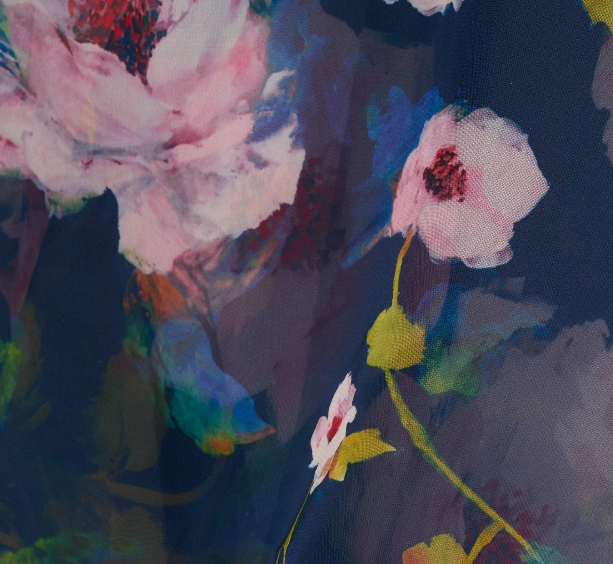 Floral Printed High Low Organza Halter Dress In Navy Multi、mySite、solidvoid