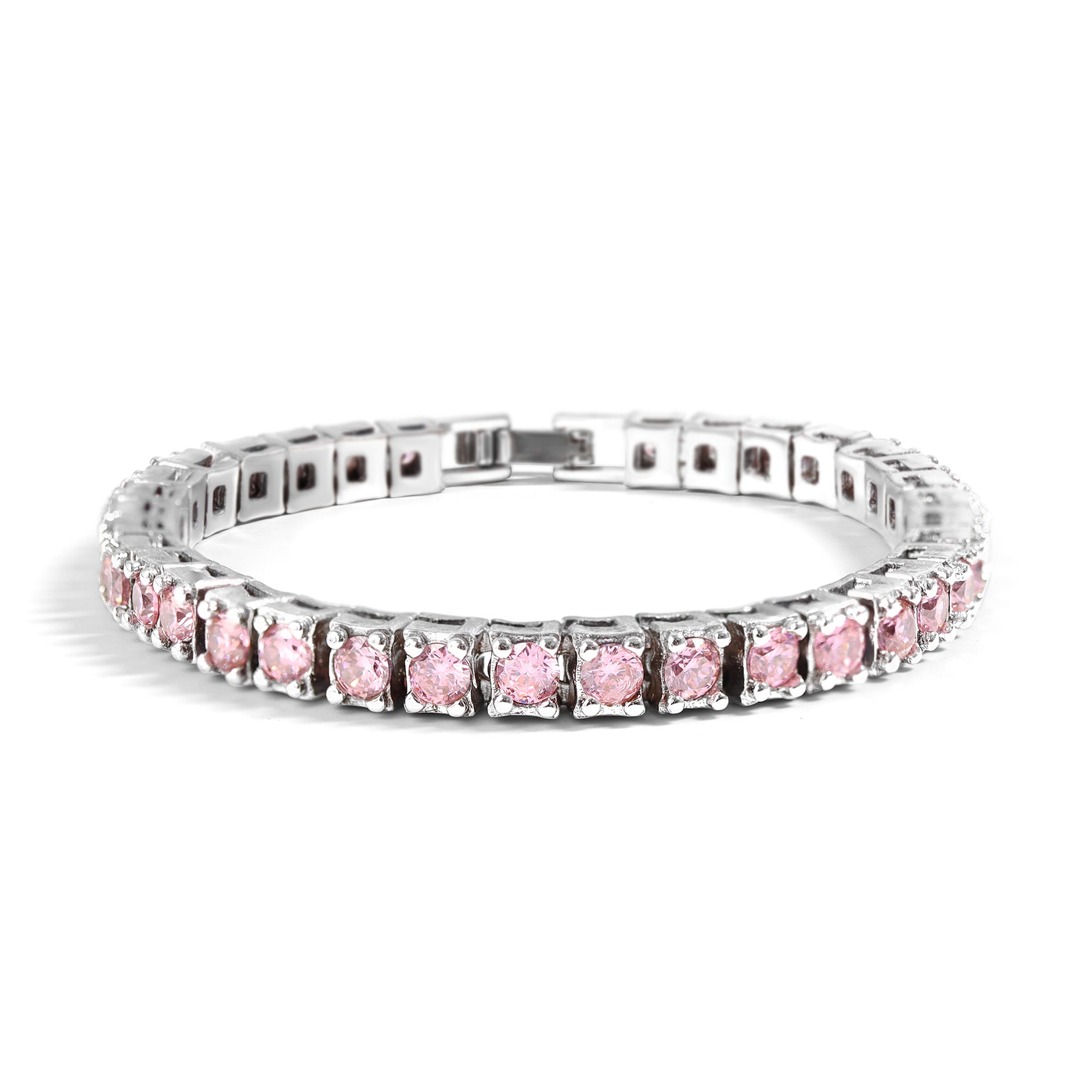 White Gold Over Brass Pink CZ Fashion Bracelet / FBL0003、mySite、dreamappss