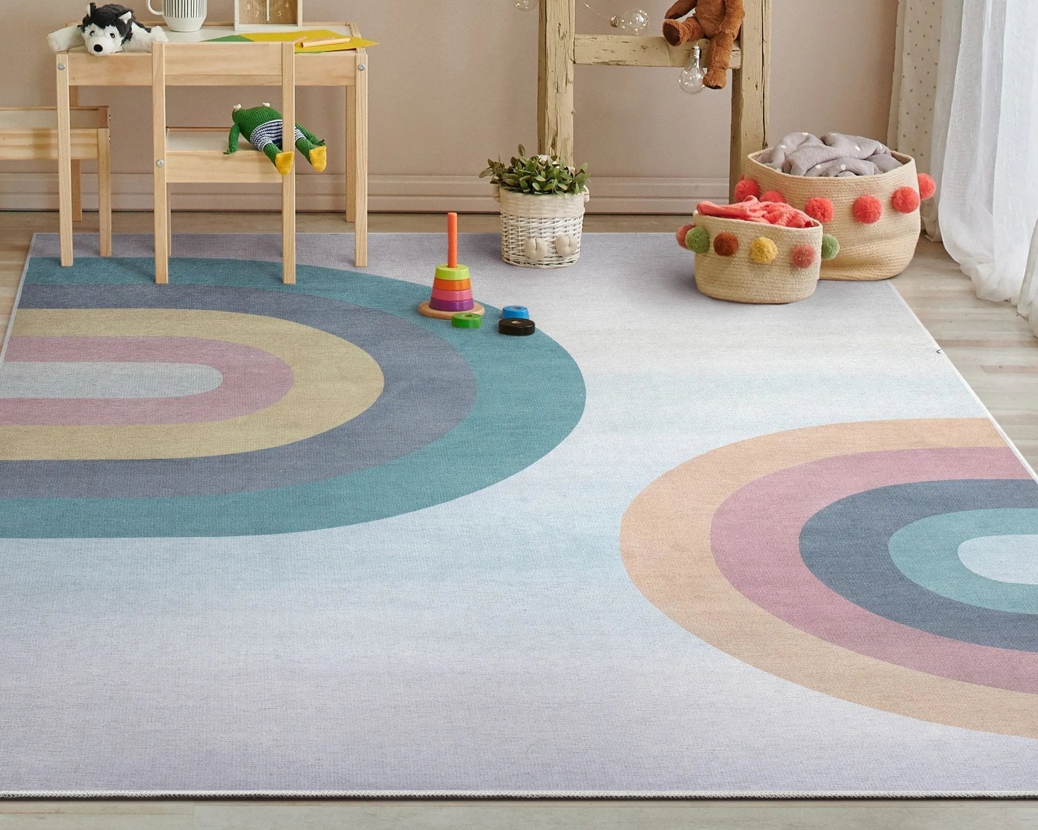 Kaleidoscope Rainbow Modern Multi Pastel Area Flat-Weave Rug、mySite、gigharbornorthrealestate