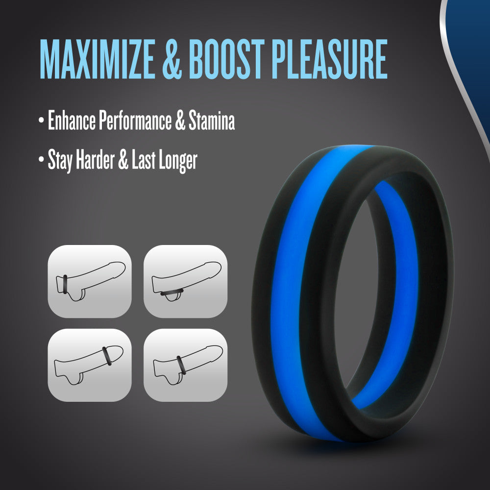 Performance By Blush® | Pro: Blue & Black Penis Ring - Made with Puria™ Silicone、mySite、bottomscart