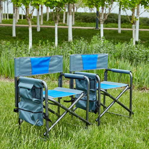  2-piece Padded Folding Outdoor Chair with Side Table and Storage Pockets,Lightweight Oversized Directors Chair for indoor, Outdoor Camping, Picnics and Fishing,Green、、yumabirdnaturehistoryfestival