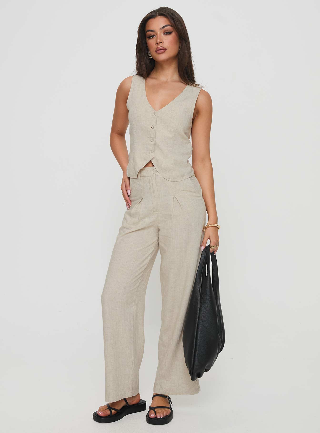 Sofi Vest Top Beige、mySite、solidvoid