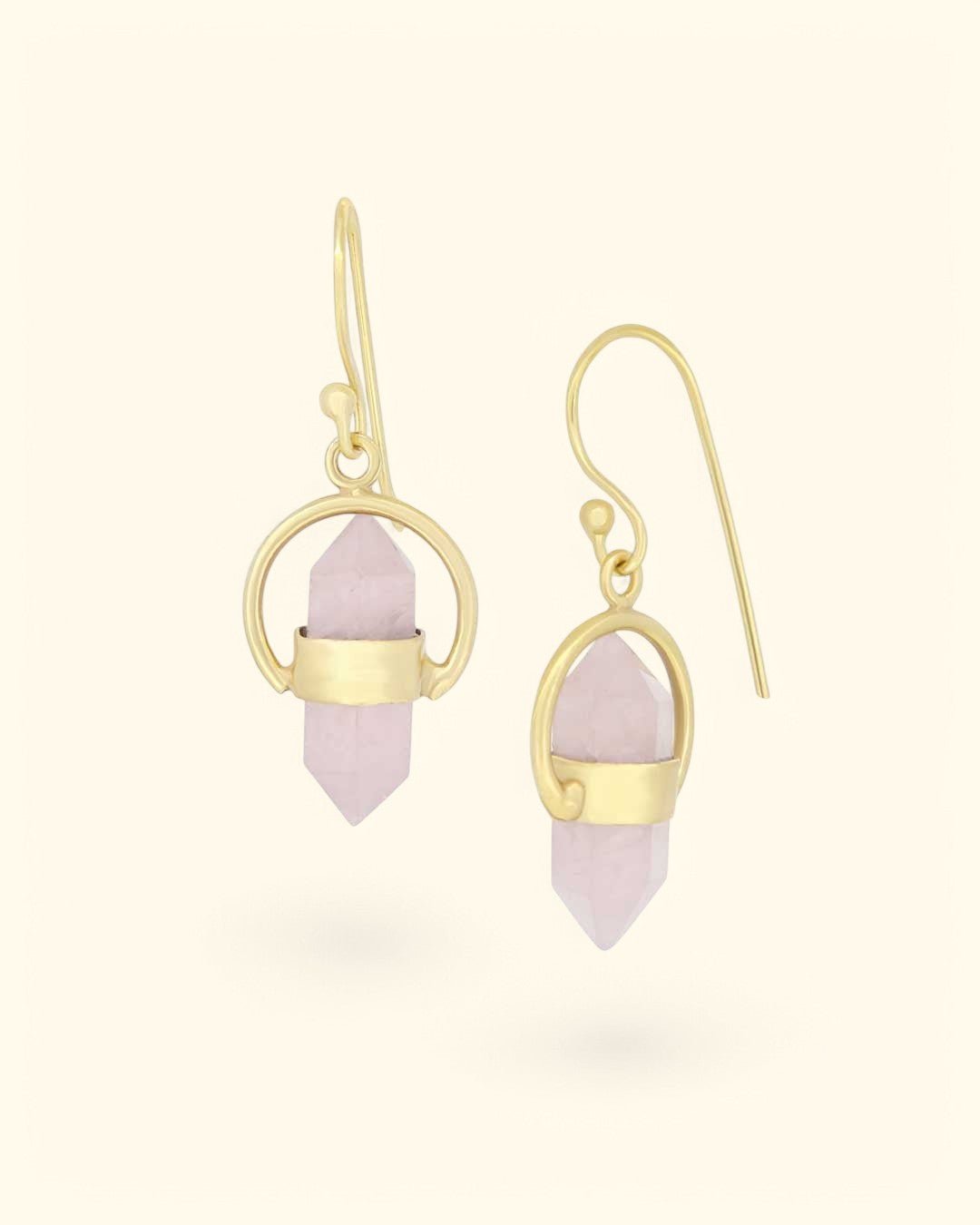 Golden Rose Quartz Point Earrings、mySite、topwebapps
