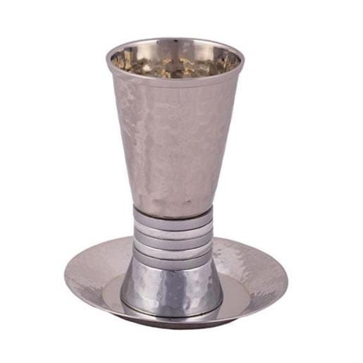Wide Rings Kiddush Cup and Dish by Yair Emanuel - Silver、mySite、topwebapps