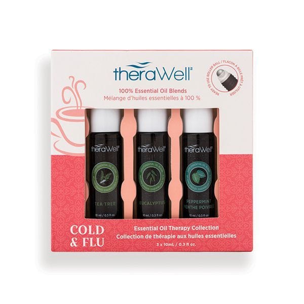 TheraWell Essential Oil 3 Pack, Rollerball Dispensers COLD & FLU、mySite、g9winljtr