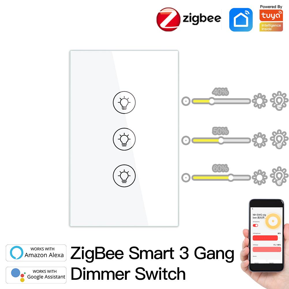 ZigBee Smart Dimmer Switch, Multi-gang Smart Light Dimmer Switch, US Single Pole Neutral Wire Required、mySite、fannypackpong