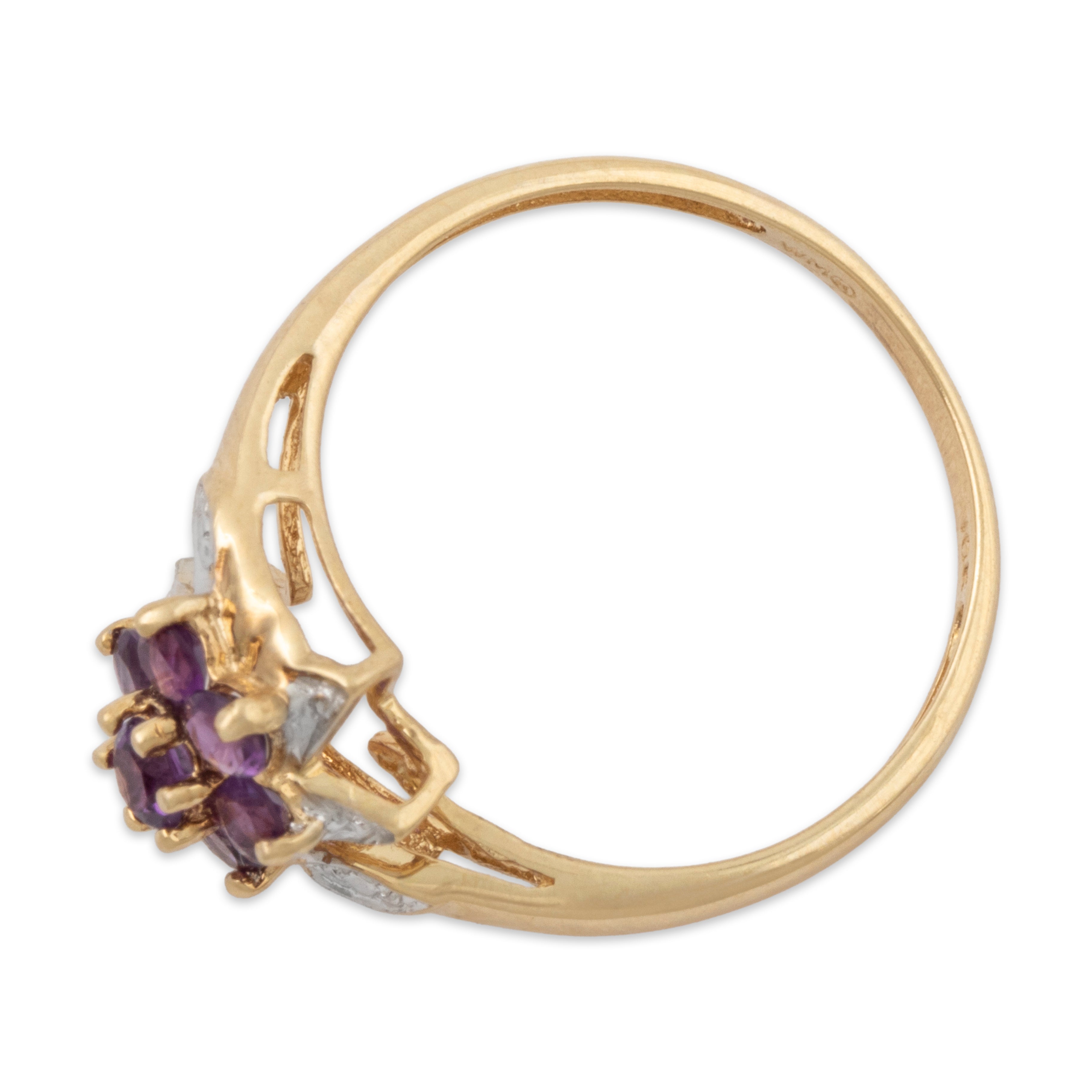 Vintage 10k Yellow Gold Amethyst Purple Floriform Ring 7.00、mySite、hinf8tx79