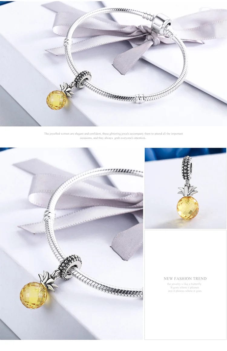 Pineapple Pandora style Charm 925 Sterling Silver、mySite、g9winljtr