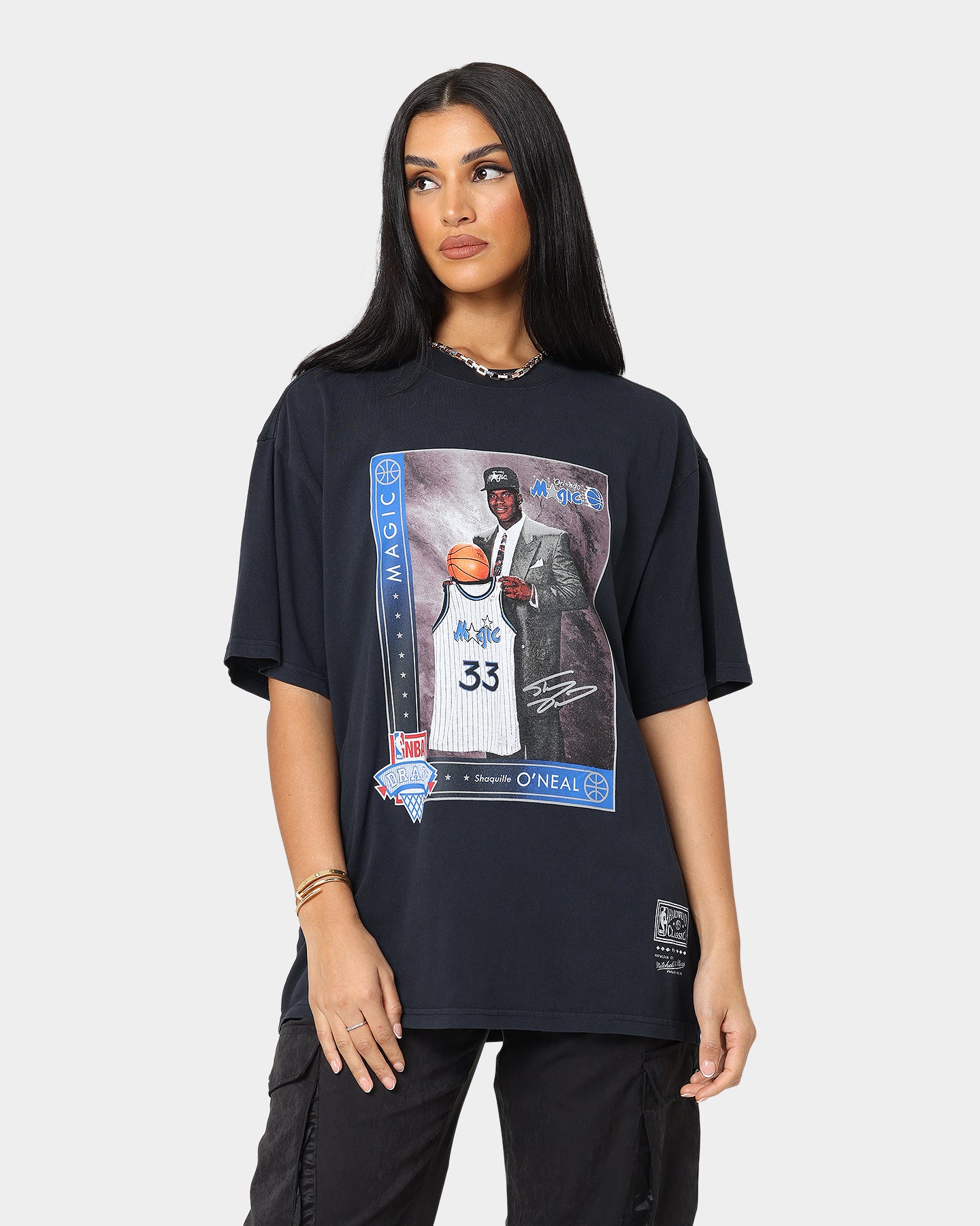Mitchell & Ness Orlando Magic Shaquille O'Neal Draft Day Vintage T-Shirt Faded Black、mySite、zt4zffjzw