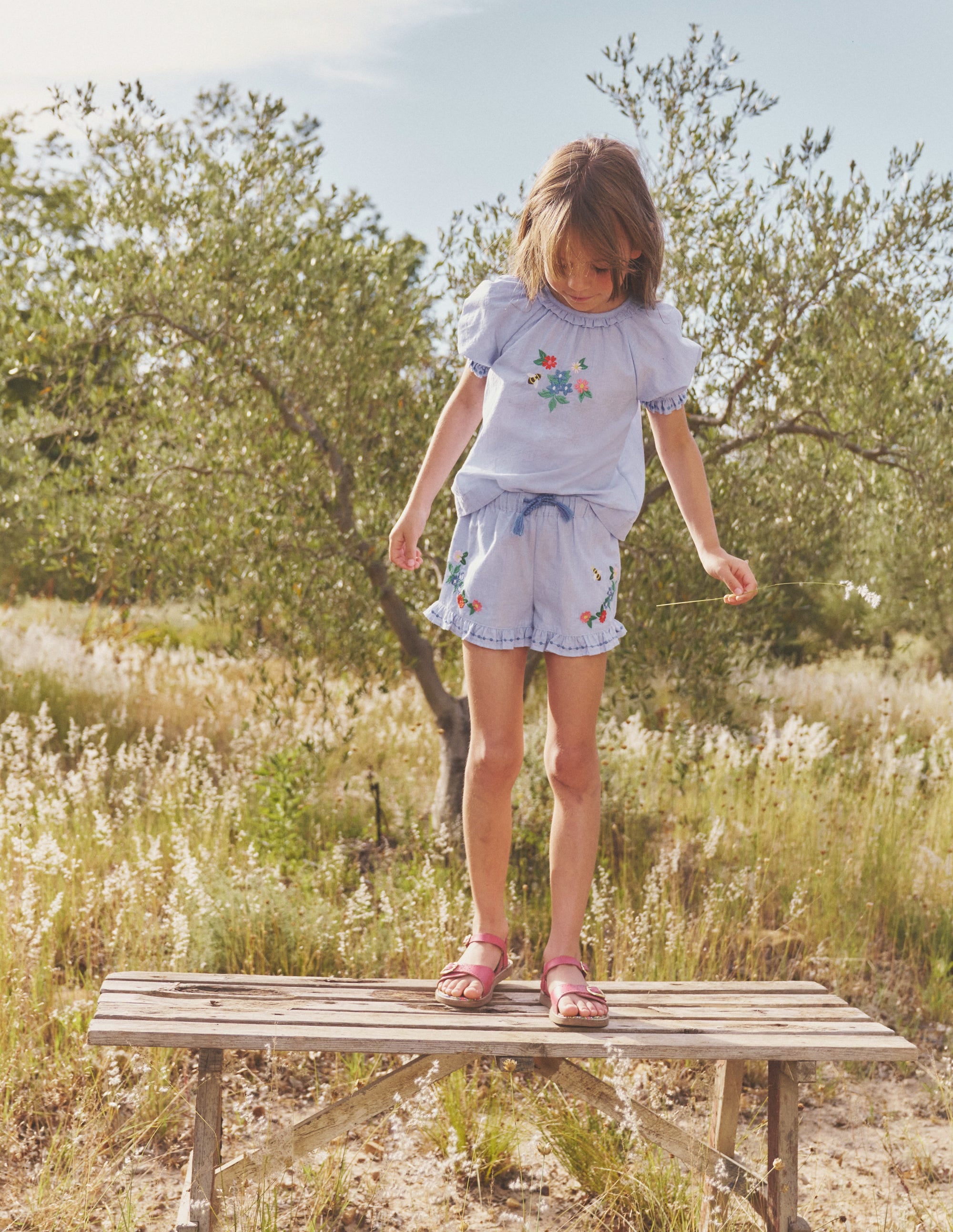  Frill Hem Woven Shorts-End on End Embroidery、mySite、ashleygrahame