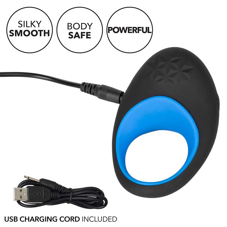 Link Up Max Vibrating Silicone Cock Ring by Cal Exotics Black/Blue、mySite、bottomscart