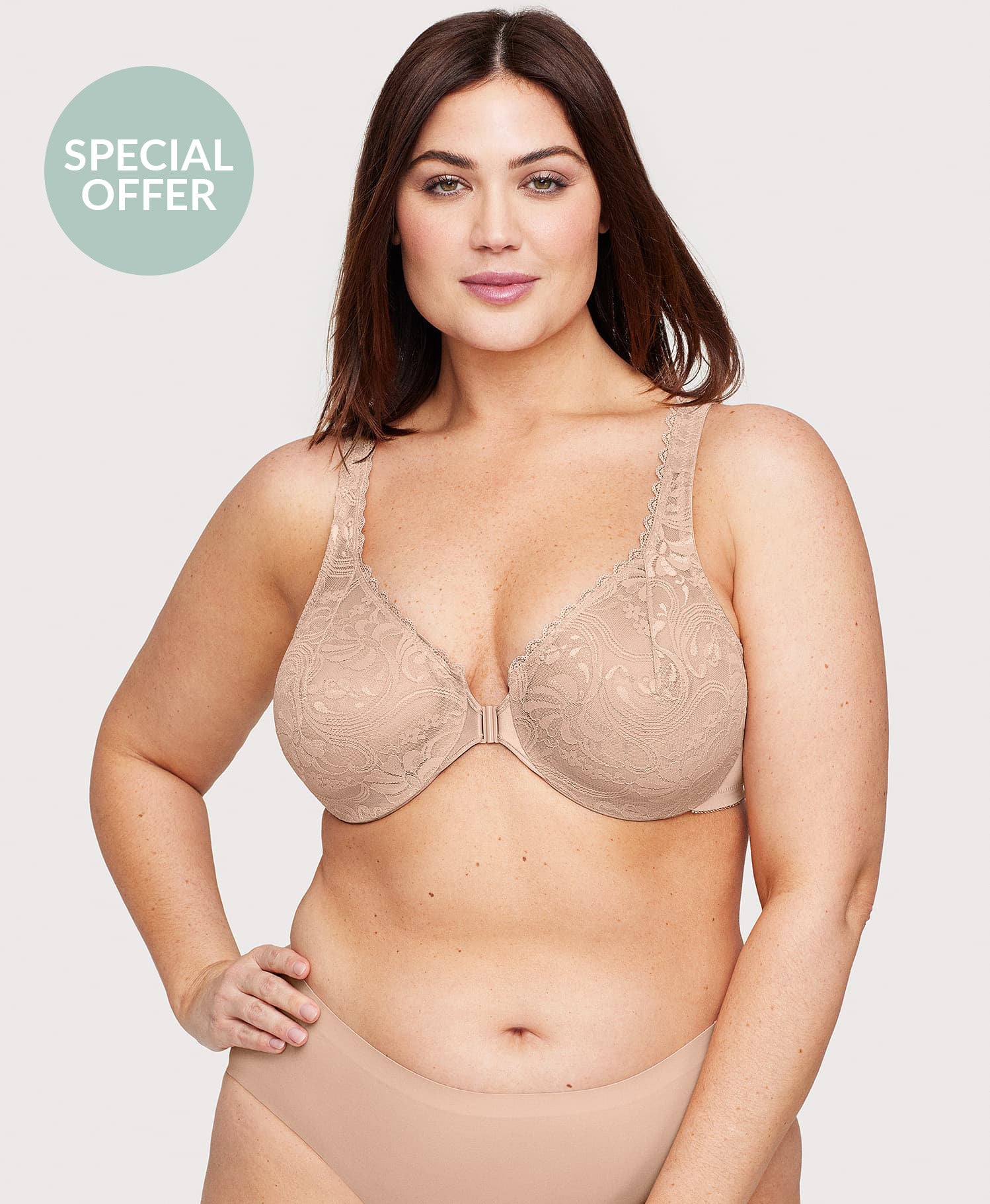  Front-Closure Stretch Lace WonderWire Bra Cafe、mySite、justintrudeaud