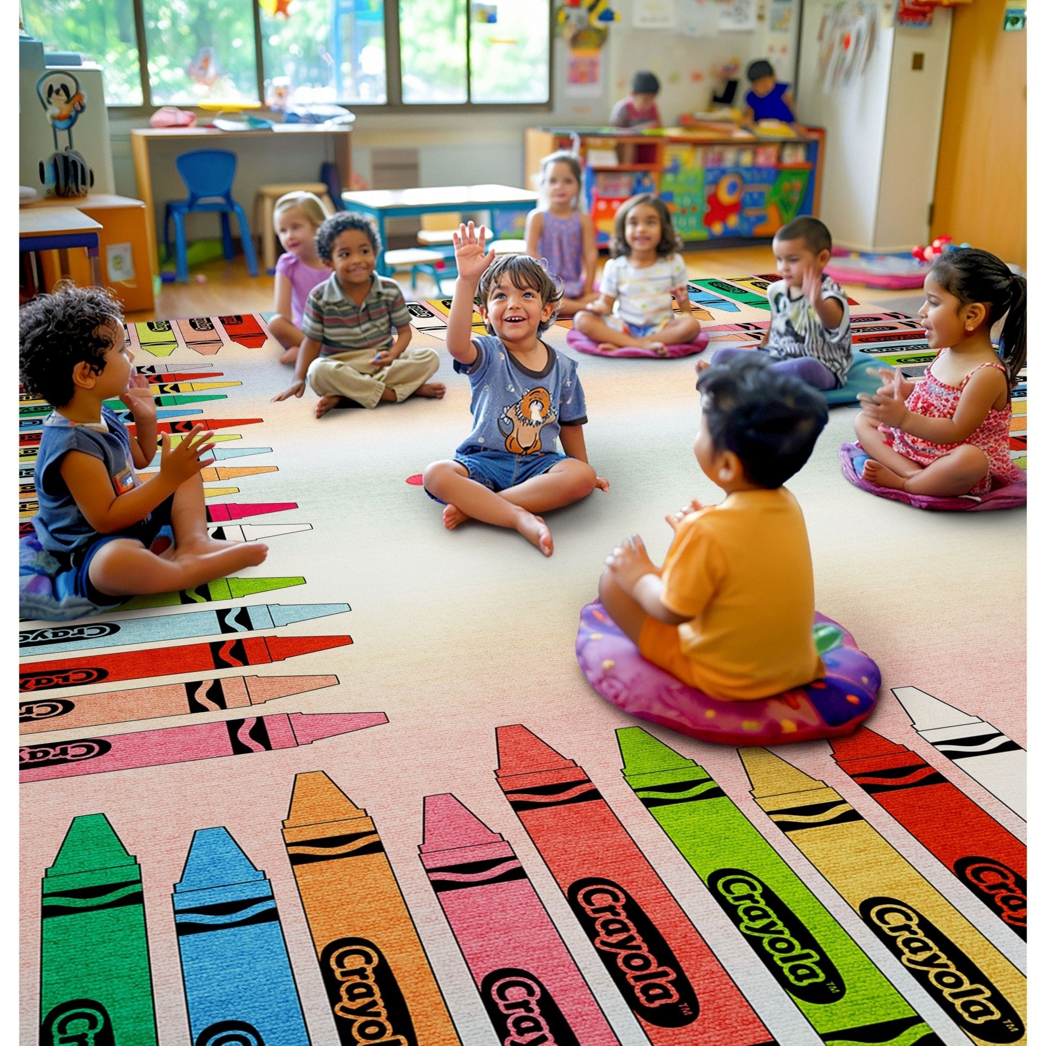 Crayola Modern Crayon Parade Playroom 5' x 7' Multi Color Area Rug By Well Woven、mySite、gigharbornorthrealestate