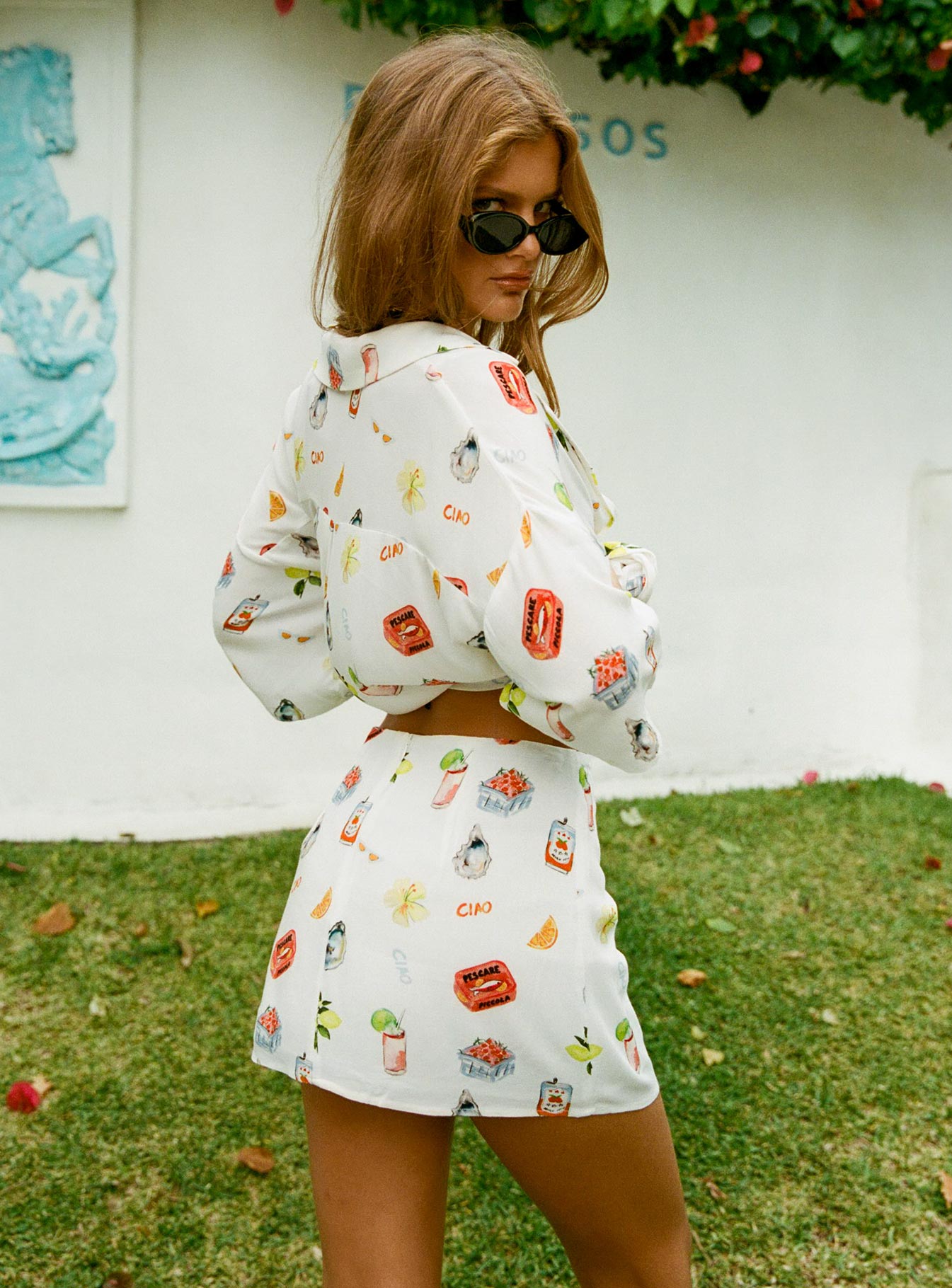 Caraliia Mini Skirt White / Multi、mySite、solidvoid