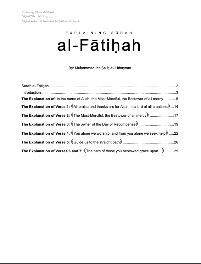 Tafseer Surah al-Fatihah (E-Book)、mySite、topwebapps