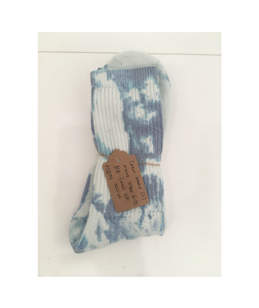 Tie Dye Ribbed Crew Socks - Large - Blue、mySite、garagedoors4me