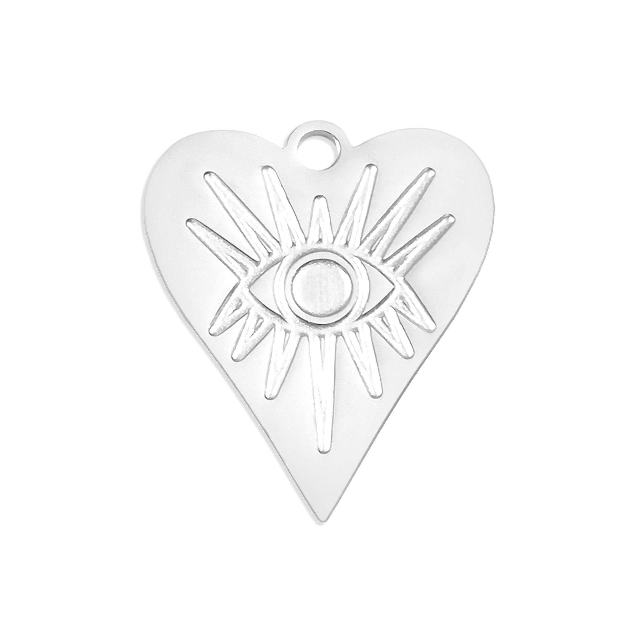 18K Gold PVD Stainless Steel Evil Eye Heart Charm / PDL0006、mySite、dreamappss