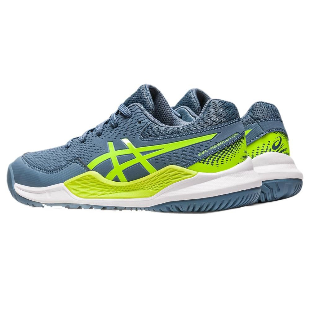 Asics Gel Resolution 9 GS Junior Tennis Shoe (Blue/Green)