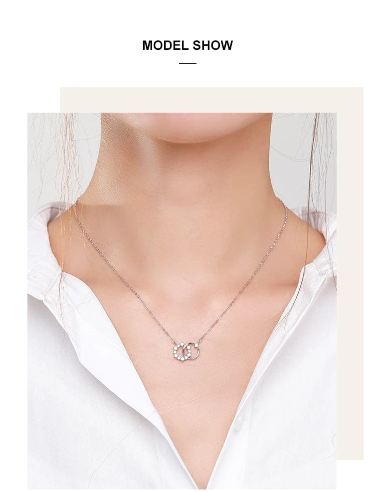 Interlocking Circles Pendant Necklace Sterling Silver, Dainty、mySite、g9winljtr