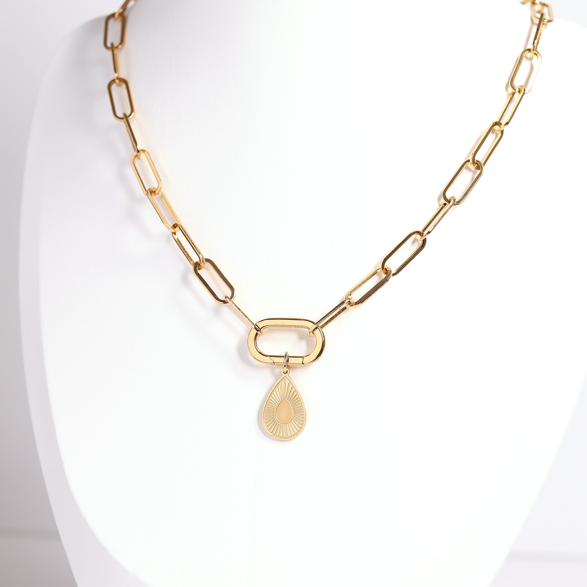 18K Gold PVD Stainless Steel Sunburst Teardrop Charm / PDL0003、mySite、dreamappss