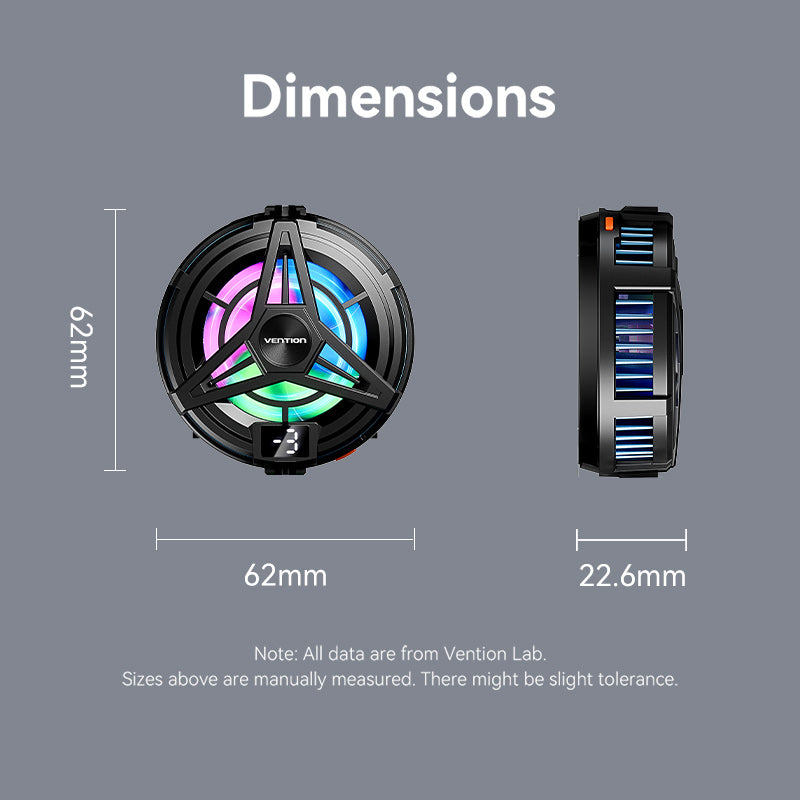 Vention Magnetic Mobile Phone Cooler with 3-Gear Adjustment Black LED Display Type、mySite、fannypackpong