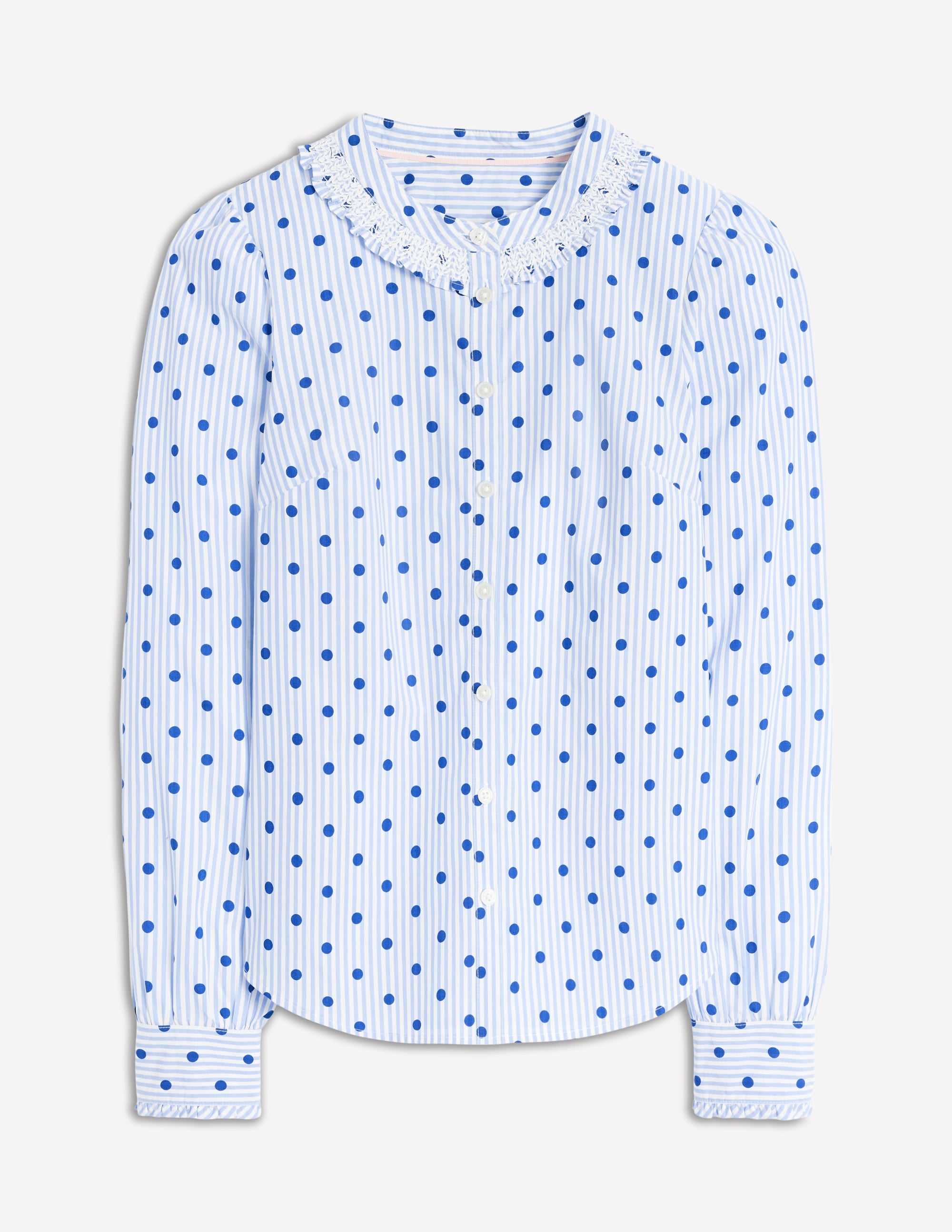  Smocked Neck Shirt-Forget Me Not Blue Fine Stripe、mySite、ashleygrahame