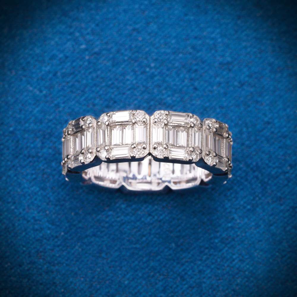 Moissanite 3-Row Baguette Band Ring 14K Gold、mySite、hinf8tx79