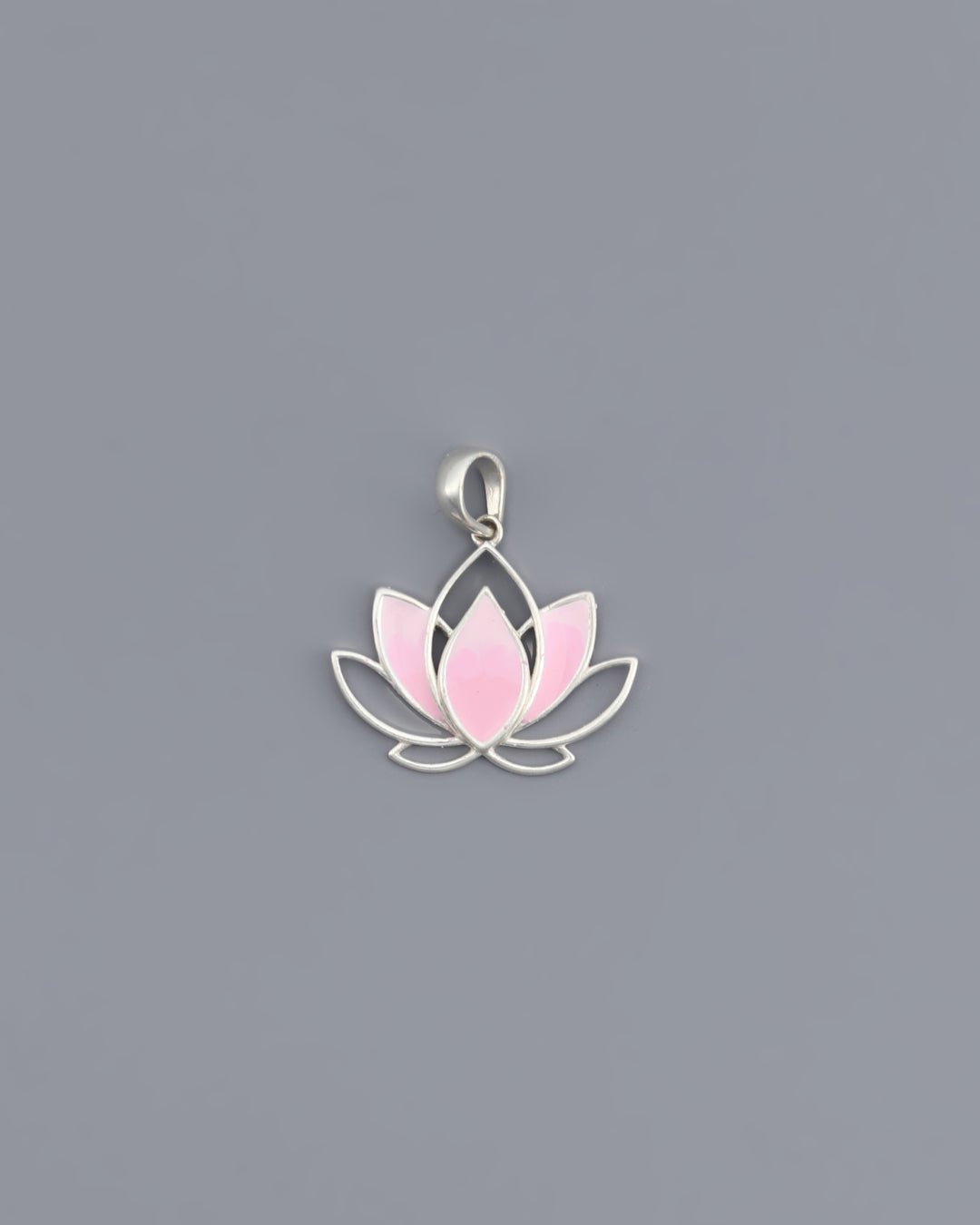 Pink Enamel Lotus Sterling Silver Pendant、mySite、topwebapps