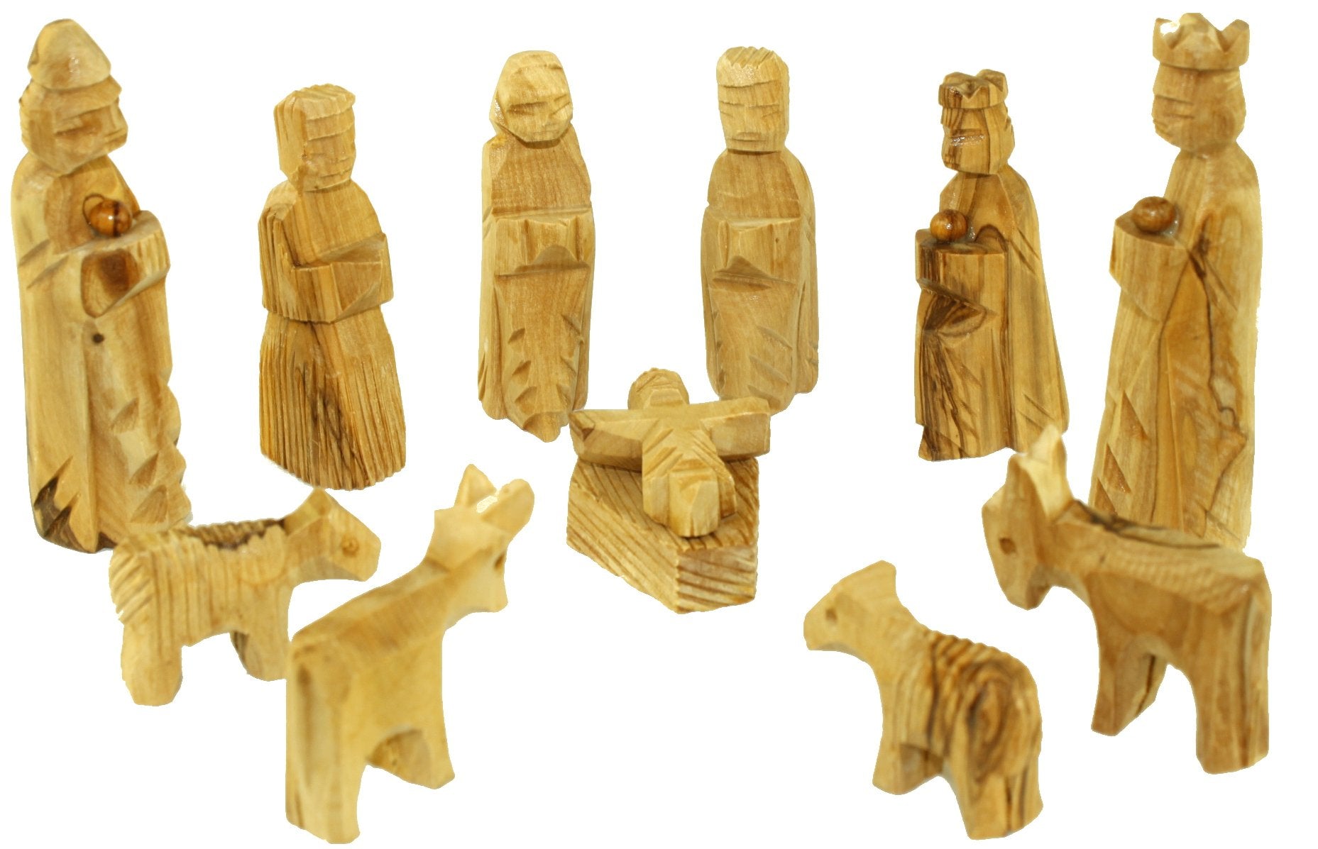  Olive Wood Miniature Nativity Set (12 Pieces Set) - 5 Inches、mySite、elrpsem3k