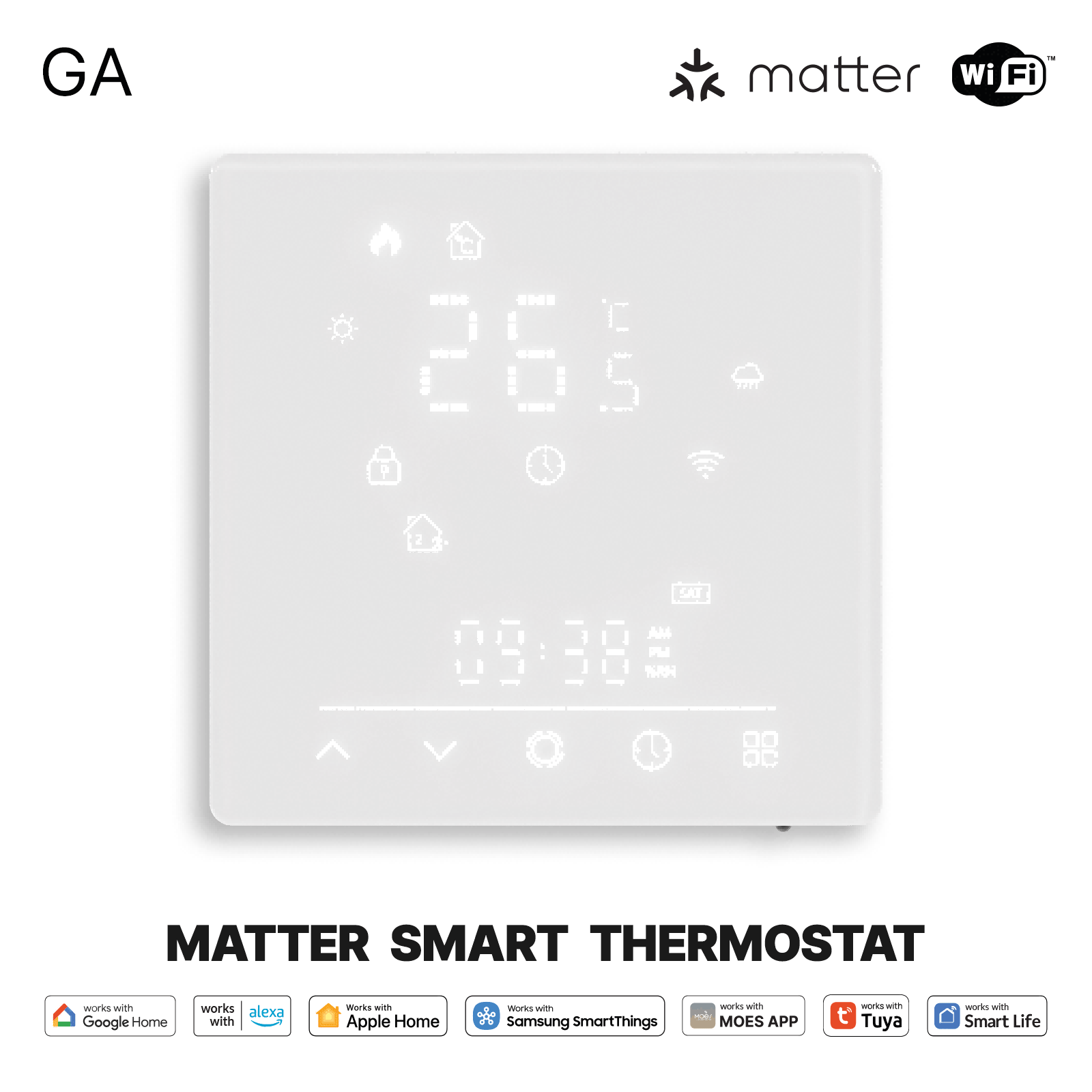Smart Thermostat Matter WiFi Temperature Controller Water/ Electric /Gas /Boiler Floor Heating、mySite、fannypackpong
