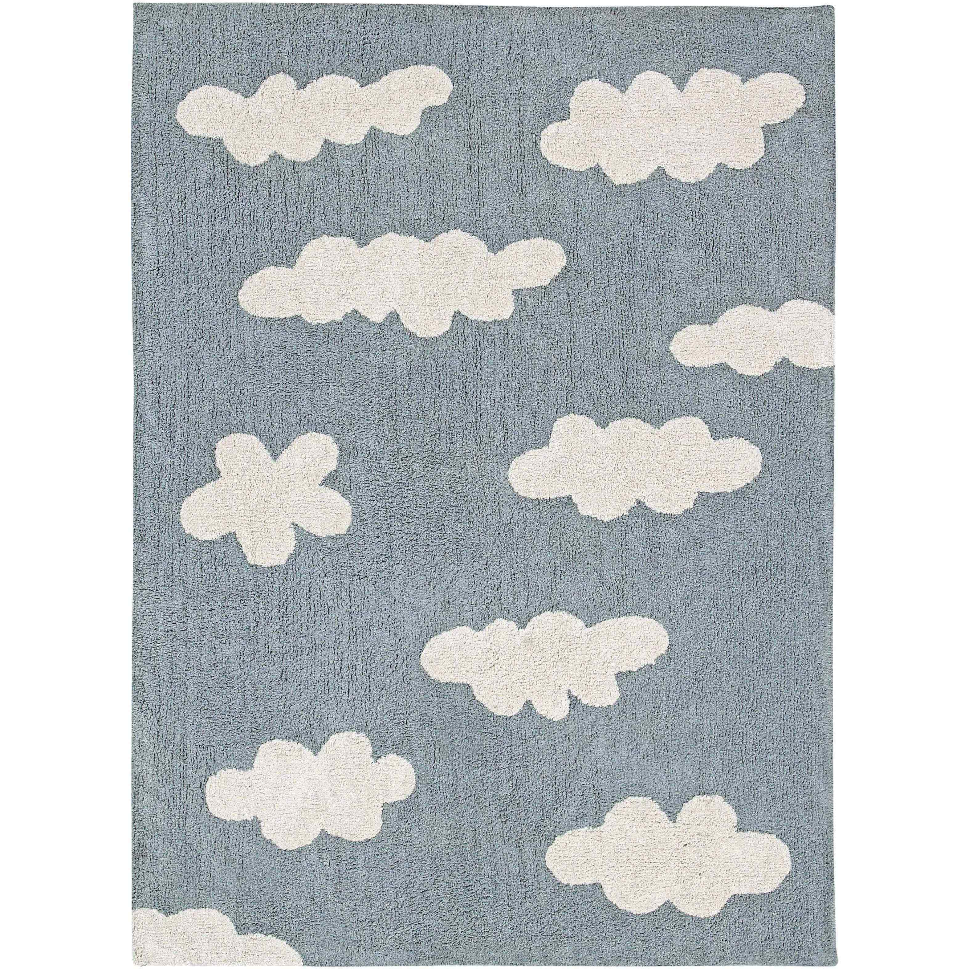 Clouds Vintage Blue Machine Washable Area Rug、mySite、gigharbornorthrealestate