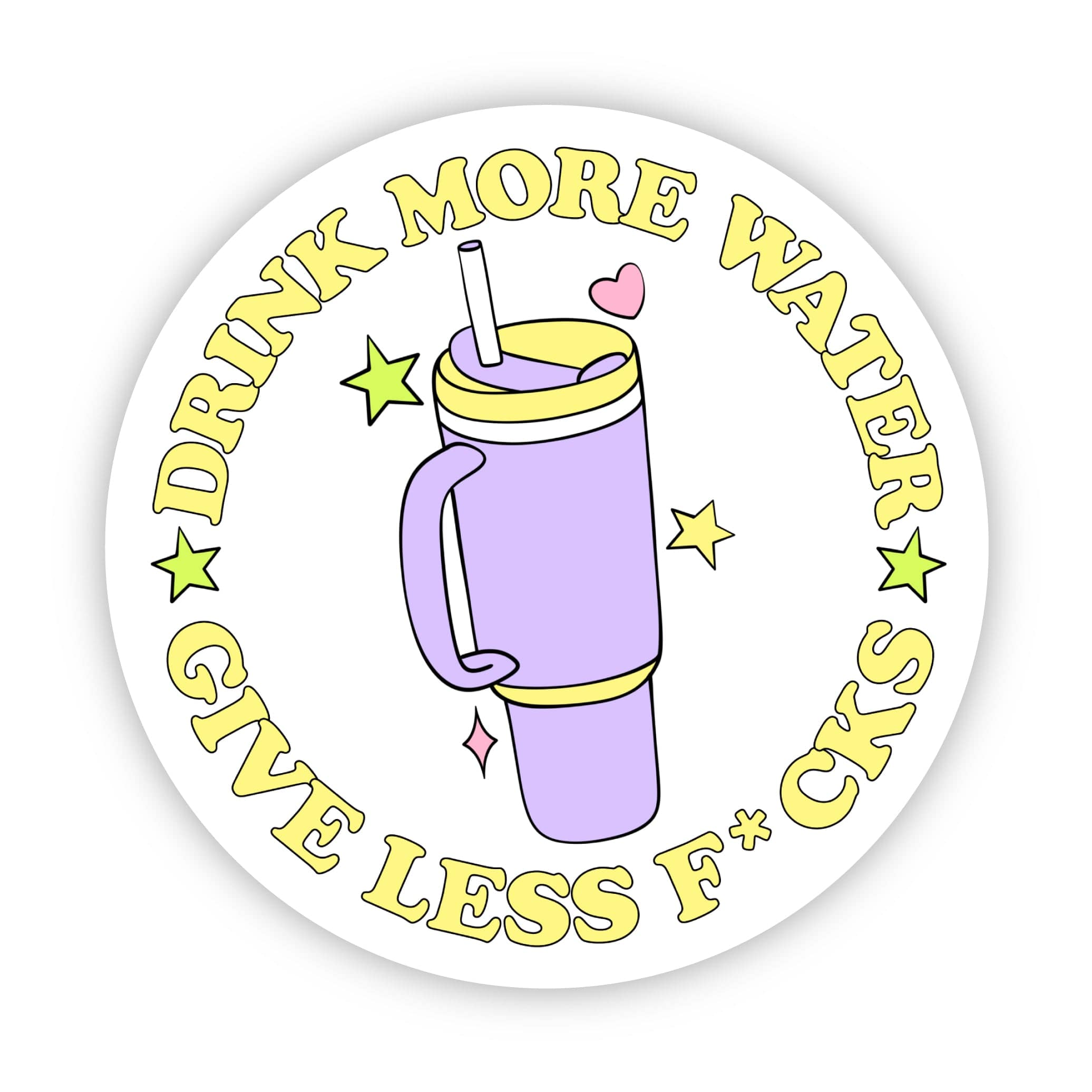  Drink more water, give less f*cks sticker (yellow)、mySite、elrpsem3k