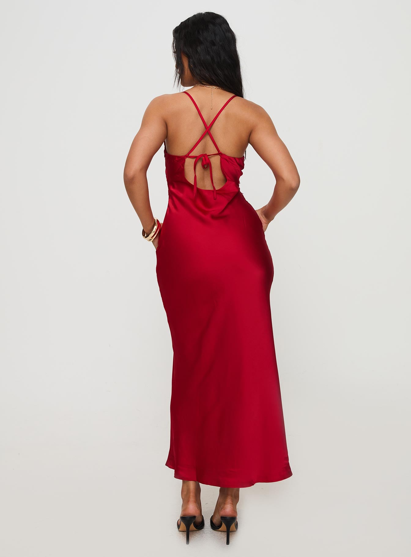 Treasure Bias Cut Maxi Dress Red、mySite、solidvoid