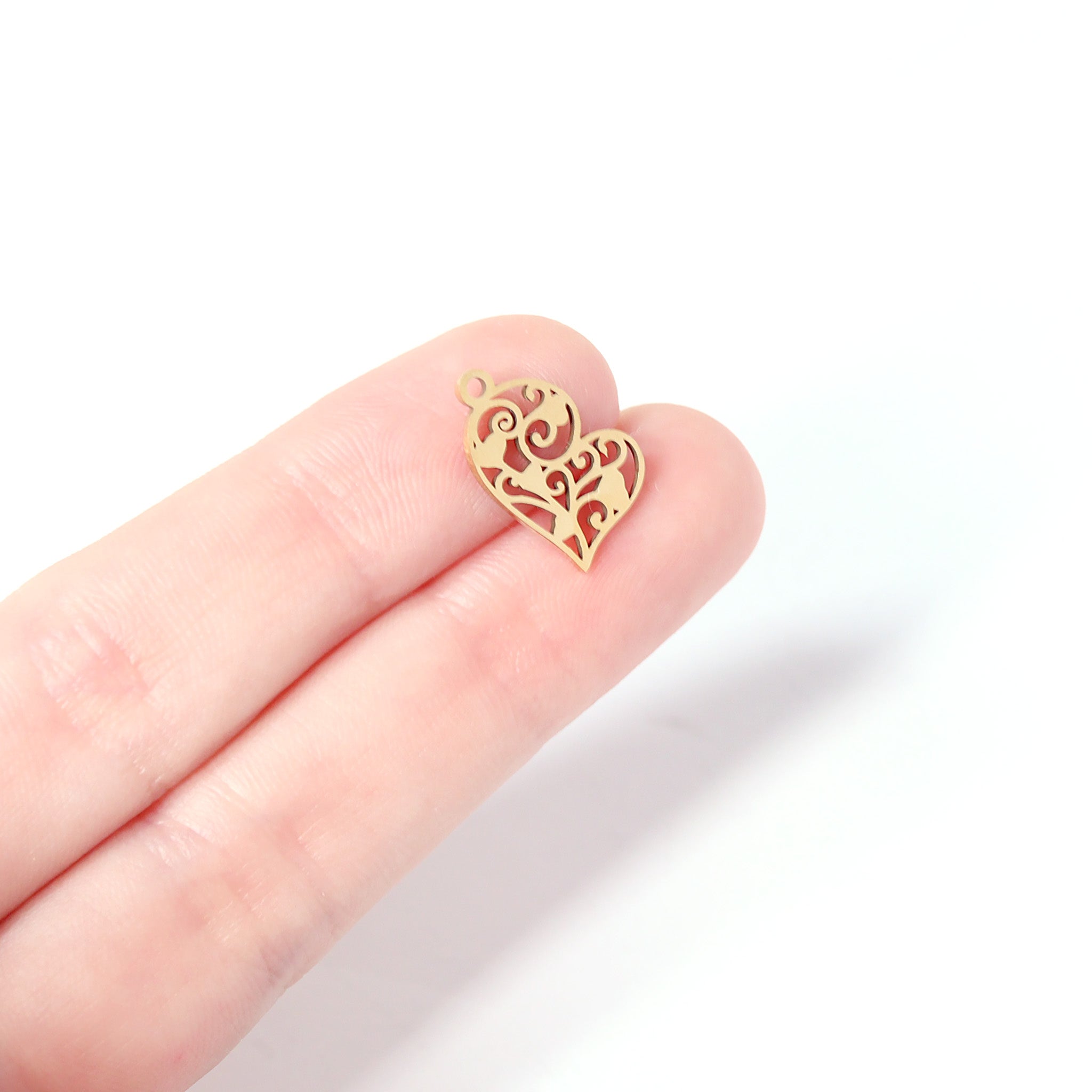 18K Gold PVD Stainless Steel Cutout Heart Charm / PDL0090、mySite、dreamappss