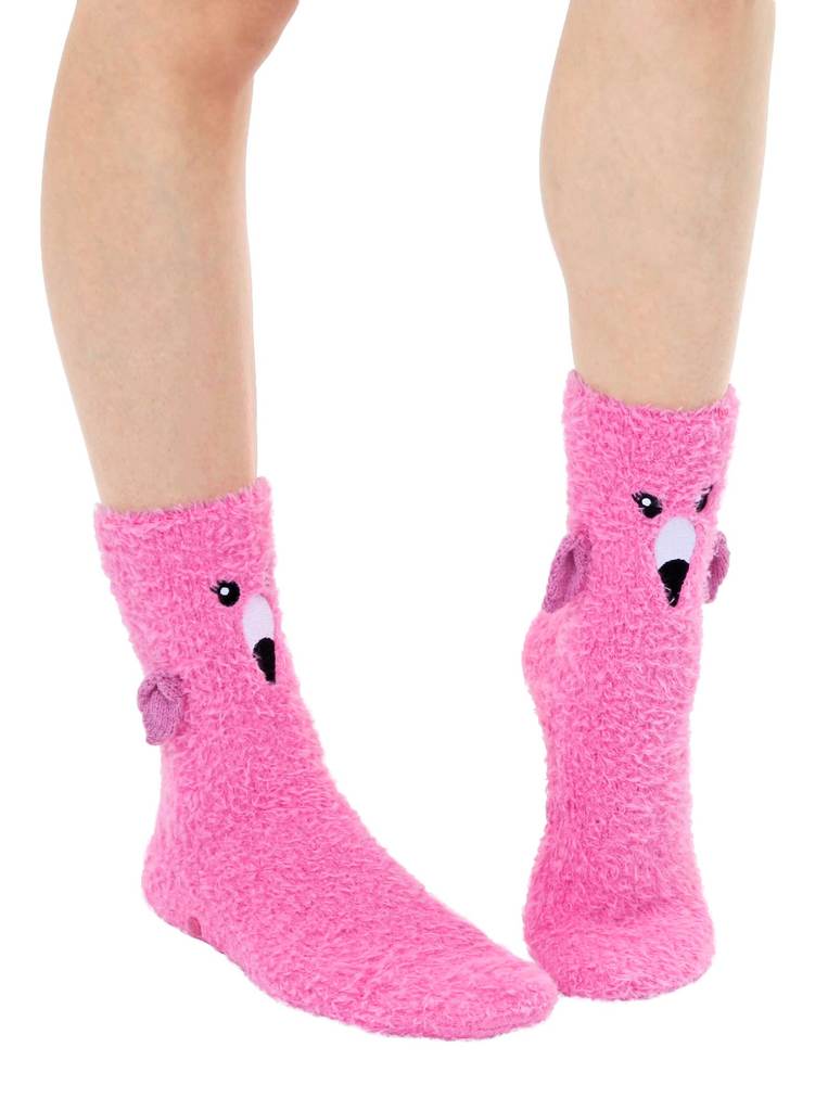 Flamingo Crew Slipper Socks Soft and Fuzzy Women's *、mySite、g9winljtr