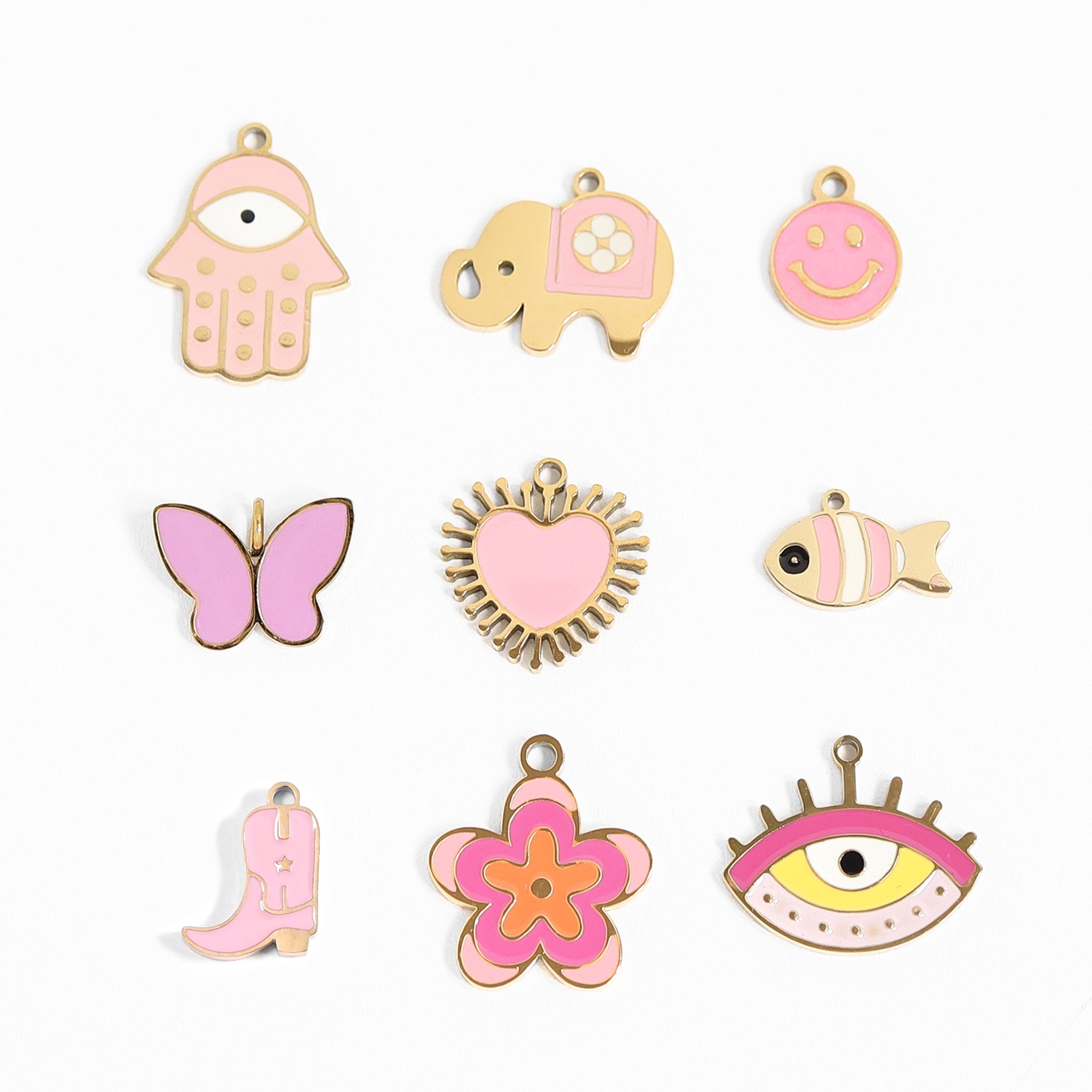 18K Gold PVD Stainless Steel Pop Of Color Charm Set / BND0057、mySite、dreamappss