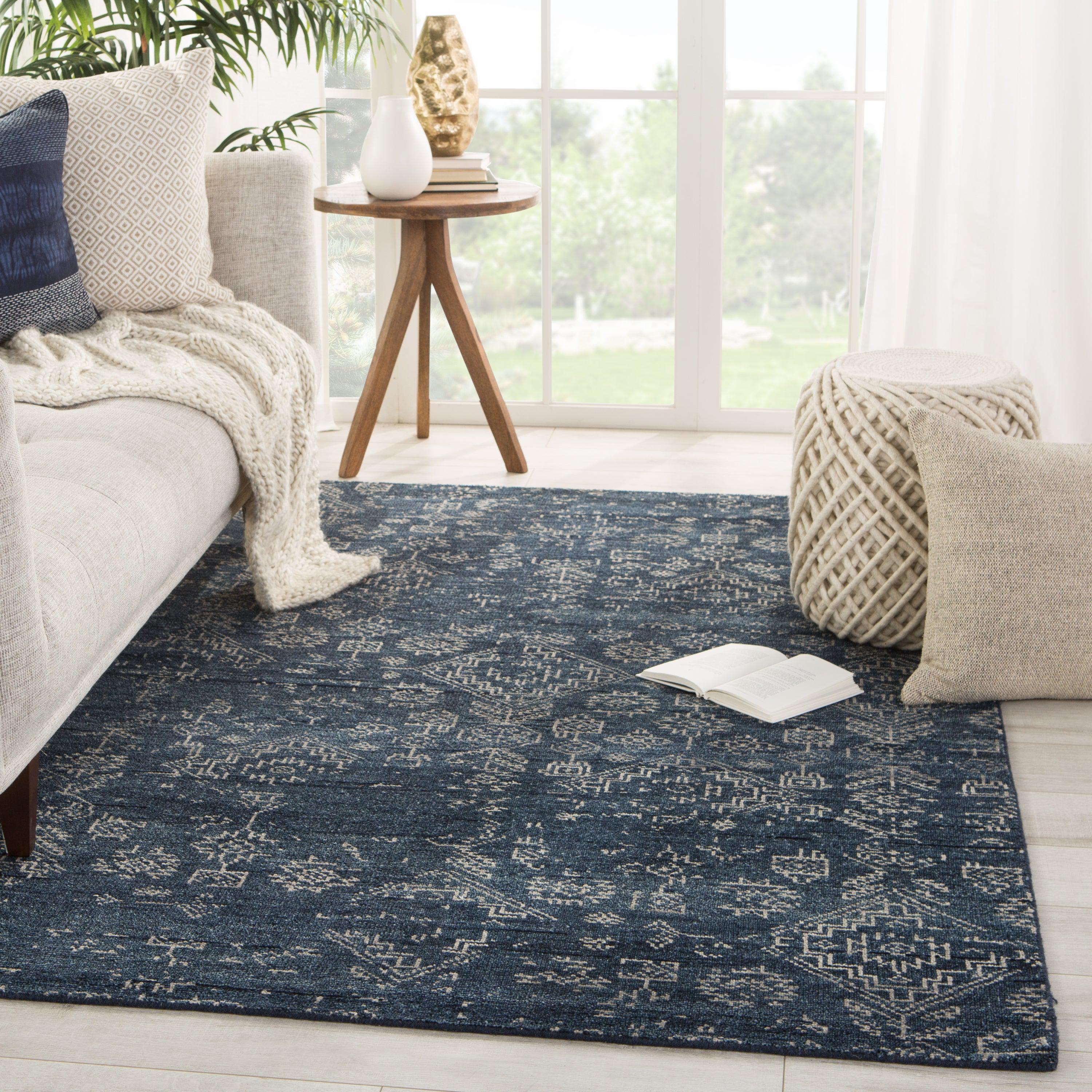Azuma Hand-Knotted Tribal Dark Blue Light Gray Area Rug、mySite、gigharbornorthrealestate