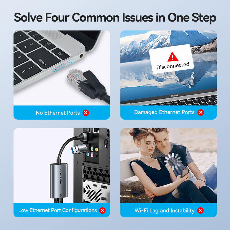 Vention USB-C/USB-A to Gigabit Ethernet Adapter、mySite、fannypackpong