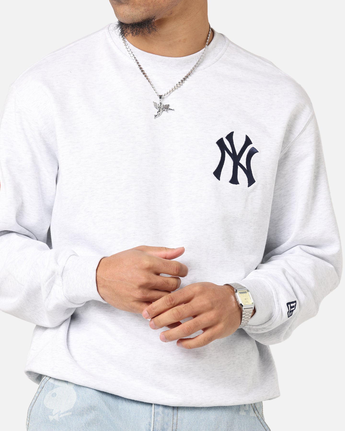 New Era New York Yankees MLB Team Logo Crewneck Grey、mySite、zt4zffjzw