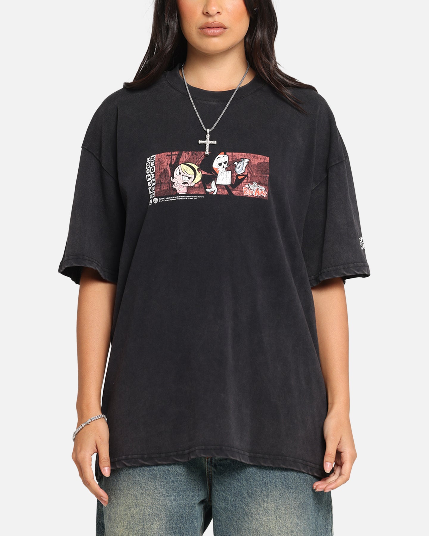 73 Studio X Cartoon Network Bill & Mandy Box Logo Vintage T-Shirt Black Acidwash、mySite、zt4zffjzw