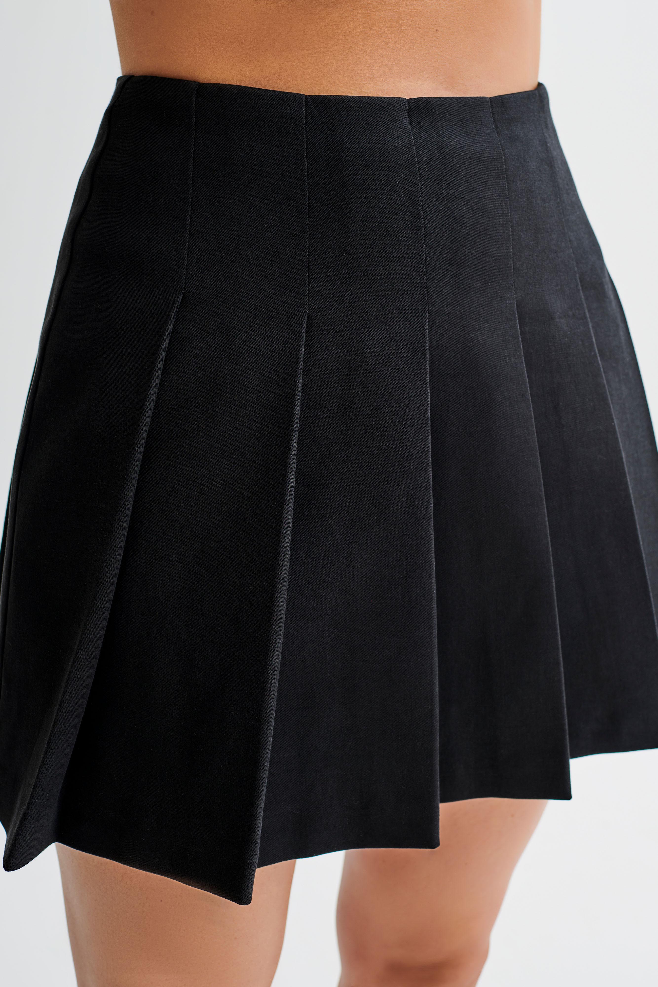 Julianna Cotton Pleated Mini Skirt - Black、mySite、solidvoid